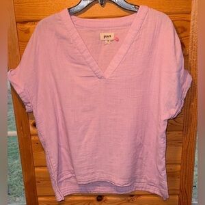 Pact Women's Light Purple V-Neck  Short Sleeve Blouse XS/S